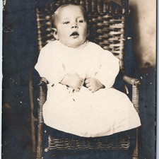 c1910s Baby Boy Wicker High Chair Dixon IL RPPC Postcard James Harper Walker picture