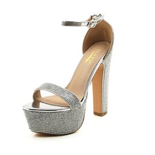 Women's Platform Ankle Strap Sandals Rhinestone Crystal High Heels 5.5 Inch Heel picture