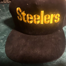 Vintage  Starline Pittsburgh Steelers NFL Black Corduroy Snapback Cap Hat picture