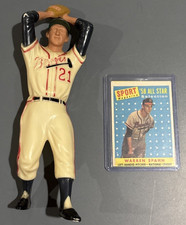 Warren Spahn Hartland Baseball Statue Figure With 1958 Topps Card Vintage picture