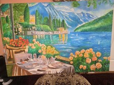 Original Oil Painting Mediterranean Seascape In the Style of Antonio Di Vicarro picture