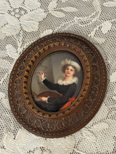 Antique Porcelain Elisabeth Louise Vigee-Lebraun Portrait Oval Frame - KPM Era picture