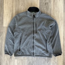Vintage LL Bean Mens Medium Grey Fleece Full Zip Up Polartec Jacket, Retro Y2K picture