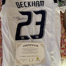 Autographed adidas LA Galaxy David Beckham #23 MLS Soccer Jersey White/Navy picture