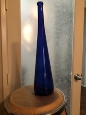 Vintage Italian Cobolt  Blue Glass Bottle 19” Mint  picture
