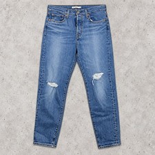 Levi's Premium Big E Wedgie Fit High Rise Distressed Straight Jeans Blue 29 picture