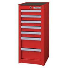 Westward 32H864 Westward Side Cabinet, 7-Drawers, Powder Coated Red, 15.5
