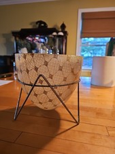 Vintage  Fiberglass Bullet Planter With METAL stand Mid Century Modern  picture