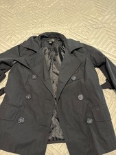 Forever 21 Boutique Trench Coat Women Large Camel Tan Double Breasted Belted ** picture