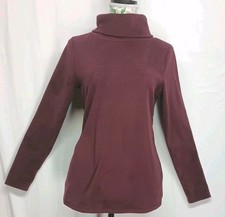 New Talbot's Burgundy XS Womens Turtleneck Fleece Sweater Spring Winter Office picture