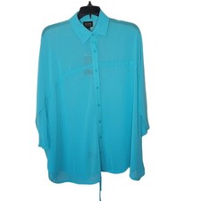 Nicole Miller Oversized Sheer Blue Top Size XS NWT picture