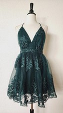New Anthro Lace Dress Size Small Green Embroider Mesh Classy Wedding Cocktail picture