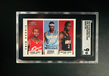 2003-04 Fleer Tradition - Trio Rookie LeBron James, Carmelo, Wade - SGC 9 picture