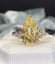 1.87 Ct Pear Cut VS Fancy Yellow Lab Grown Diamond Gift Ring 14K White Gold picture