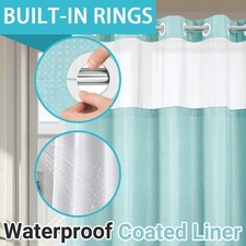 Hookless Fabric Shower Curtain,Easy Hangwith Liner&Built-in Rings, 70 in x 74 in picture