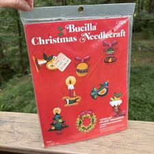 VTG Bucilla Christmas Needlecraft Jeweled Christmas Miniature Ornaments Kit 2823 picture
