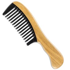 Onedor Handmade 100% Natural Green Sandalwood With Buffalo Horn Hair Wooden Comb picture
