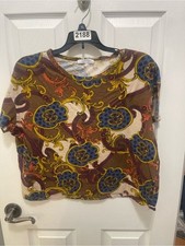 Zara Brown Multicolor Baroque-Print Short Sleeve Tee picture