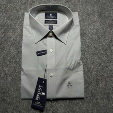 Stafford Travel Dress Shirt Mens 16 23-33 Rockefeller Gray Long Sleeves New picture