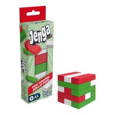 Hasbro Jenga Mini Game Red Green White Jolly Stacking Tower Travel Portable Toy picture
