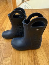 Crocs Kids' Handle It Rain Boots | Waterproof Slip On Shoes | Size 1, Navy picture
