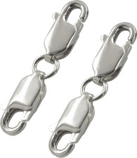 2Pcs 925 Sterling Silver Double Lobster Clasp, Silver Jewelry Extender Clasps picture