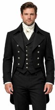 Men's Victorian Black Wool Regency Tailcoat, Vintage Victorian steampunk Coat picture