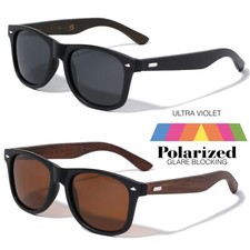 Polarized Bamboo Wooden Sunglasses Men Women Retro Iconic Horn Rimmed Frame Wood picture