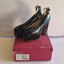 Valentino Garavani Tan-Go Patent Leather Platform Pumps 5 Inch Black Size 39 8.5 picture