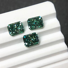 AAA 3Ct Green Moissanite Lot Loose Radiant Cut Gemstone 5x7mm VVS1) for  jewelry picture