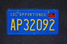 1989 California Apportioned License Plate picture