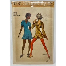 Vintage Simplicity 9781 Junior Petite 9, Mini Dress, Pant Dress, 1971, UNCUT picture