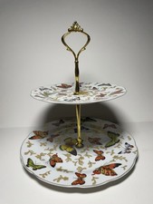 Vintage Two-Tier Butterfly Serving Tray Dessert Stand Vanity Display picture