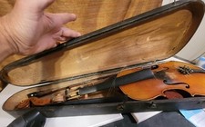 Antique German Stradivarius Labeled Violin in Case w/Bow 