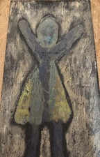 Mixed Media 1950s Modern Folk Art Cement Sculpture Figure picture