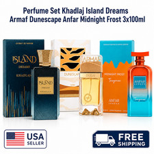 Perfume Set Khadlaj Island Dreams Armaf Dunescape Anfar Midnight Frost 3x100ml picture