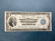1918 $1 One Dollar National Currency - Boston Federal Reserve - Elliot / Berke picture
