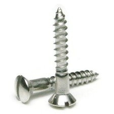 #10 Slotted Oval Head Wood Screws 18-8 Stainless Steel Screws -Select Length+QTY picture