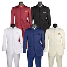 Vinci Men's Regular Fit Men's 2 Piece Banded Collar Tuxedo NEW picture