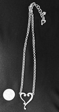 Silver Tone Heart Charm Pendant Necklace Cable Chain Lobster Closure Love picture