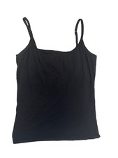 Pact Organic Cotton 2XL XXL Women’s Black Cami Tank Top Built in Bra Yoga Active picture