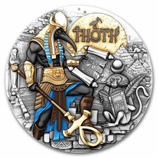 2025 Niue 2 oz Silver Thoth (Gilded) Antiqued Coin w/ Box & COA picture