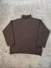 Vtg J. Crew Roll Neck Sweater Mens Medium Pullover Sweater Chunky Wool Brown picture
