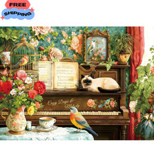 500 Piece Jigsaw Puzzle for Adults -Cat Piano Flowers Jigsaw Puzzles 500 Pieces, picture