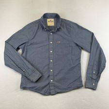 Hollister Shirt Mens Large Blue Striped Button Down Long Sleeve Pocket Cotton picture