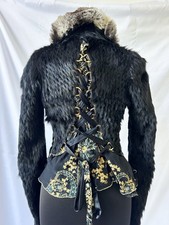 Vintage Roberto Cavalli Black Lapin & Chinchilla Fur Silk Corset Jacket, Rare picture