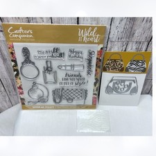 Crafter's Companion WILD AT HEART Purse Handbag Makeup Rubber Stamps Dies picture