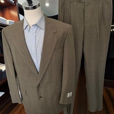 New Vintage Austin Reed Suit 44r 37x Unfinshed Inseam Brown Winsowpane 1980s picture
