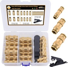 CheeMuii 23 PCS Brass DOT Air Line Fittings Kit 1/4 3/8 1/2 23PCS, Gold  picture