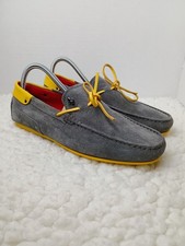 Tod's For Ferrari Gray Suede Driving Loafers Moccasins Yellow Trim Mens 6.5 picture
